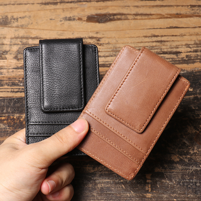 Men Slim Money Clip Wallet Lea - đánh giá và giá Money Clip Magnetic